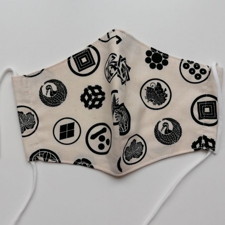 Japanese facemask in cotton for men, family crest