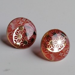 Resin earrings clips red