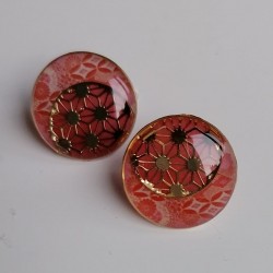 Resin earrings clips red