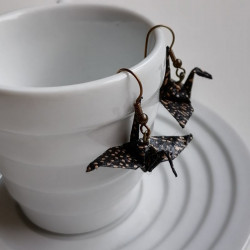 Origami crane earrings Black
