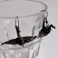 Origami crane earrings Black