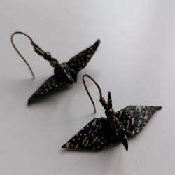 Origami crane earrings Black