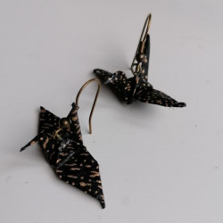 Origami crane earrings Black