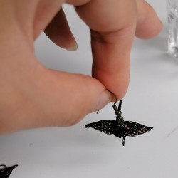 Origami crane earrings Black