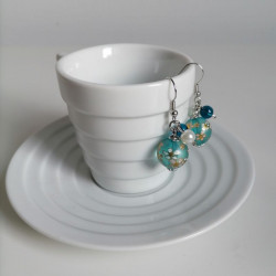 Cherry bead earrings-blue