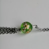 Cherry bead necklace fringe -green