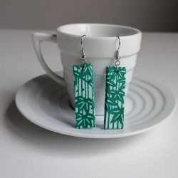 Paper earrings rectangle-blugreen