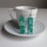 Paper earrings rectangle-blugreen