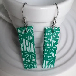 Paper earrings rectangle-blugreen