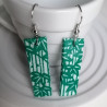 Paper earrings rectangle-blugreen