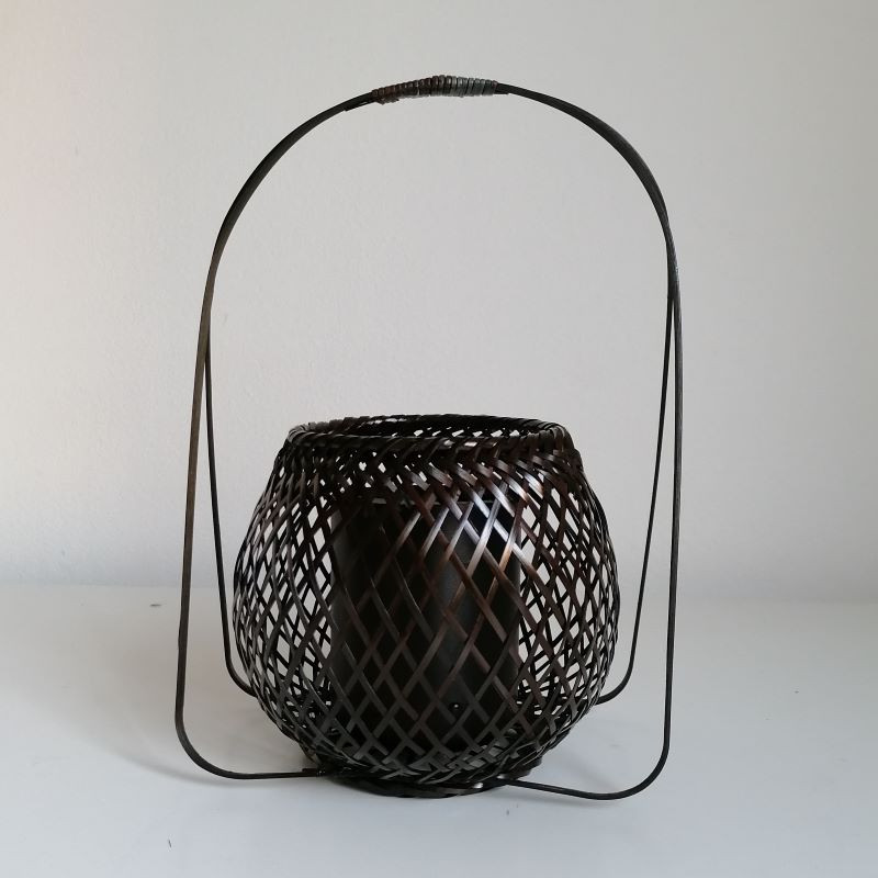 Bamboo flower basket vase wide