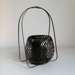 Bamboo flower basket vase wide