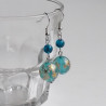 Cherry bead earrings- waterblue