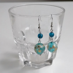 Cherry bead earrings- waterblue