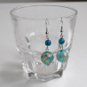 Cherry bead earrings- waterblue