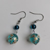 Cherry bead earrings- waterblue
