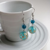 Cherry bead earrings- waterblue