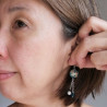 Cherry bead pendant earrings- waterblue