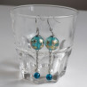 Cherry bead pendant earrings- waterblue