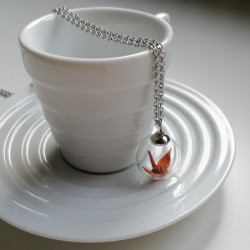 Necklace Crane in bubble Orange