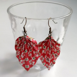 Earrings origami Leaf Plum