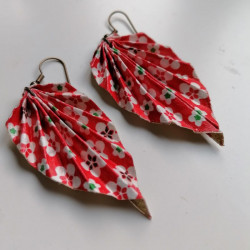 Earrings origami Leaf Plum