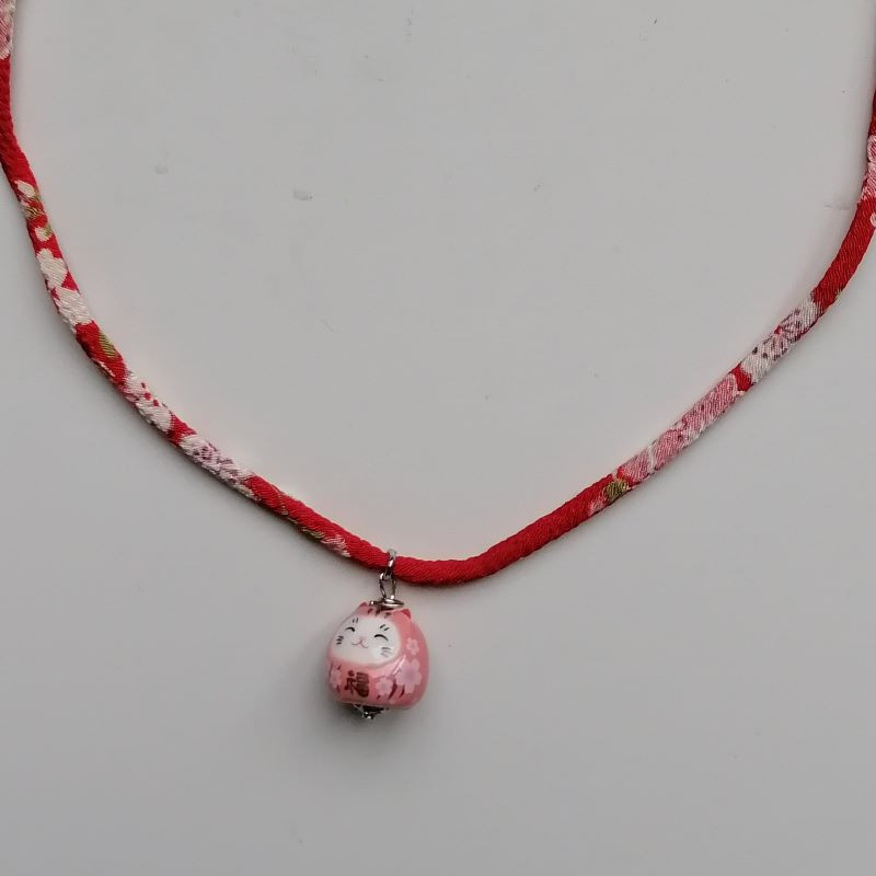 Chirimen cord necklace cat