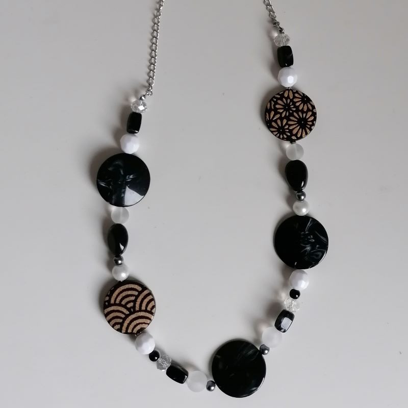 Collana perline cerchi e washi