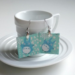 Square Paper earrings- Totoro