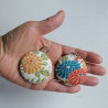 Covered button earrings- Big Chrysanthenum