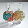 Covered button earrings- Big Chrysanthenum