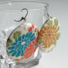 Covered button earrings- Big Chrysanthenum