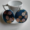 Covered button earrings- Bluegreen