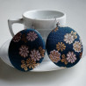 Covered button earrings- Bluegreen
