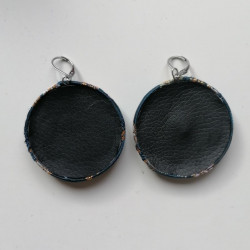 Covered button earrings- Bluegreen