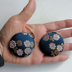 Covered button earrings- Bluegreen