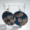 Covered button earrings- Bluegreen