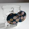 Covered button earrings- Bluegreen