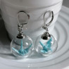 Earrings Crane in glassball -waterblue