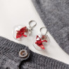 Earrings Crane in glassball -red