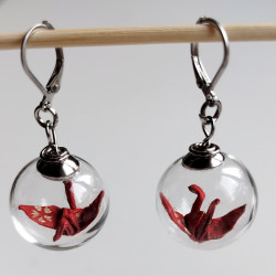 Earrings Crane in glassball...