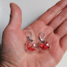 Earrings Crane in glassball -red