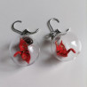 Earrings Crane in glassball -red
