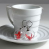 Earrings Crane in glassball -red