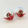 Earrings Crane in glassball -red