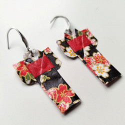 Earrings origami Kimono Black