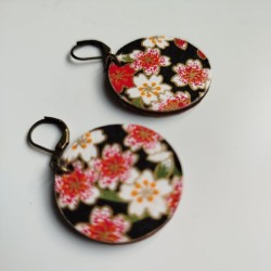 Paper earrings -cherry blossoms on black