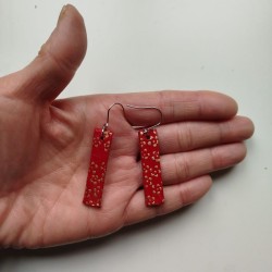 Paper earrings rectangle- red