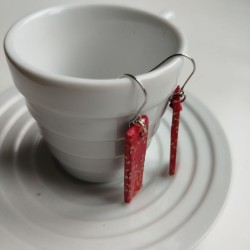 Paper earrings rectangle- red