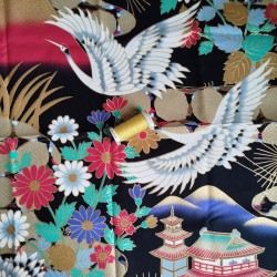 small Japanese cotton 50x50cm Crane e pagoda